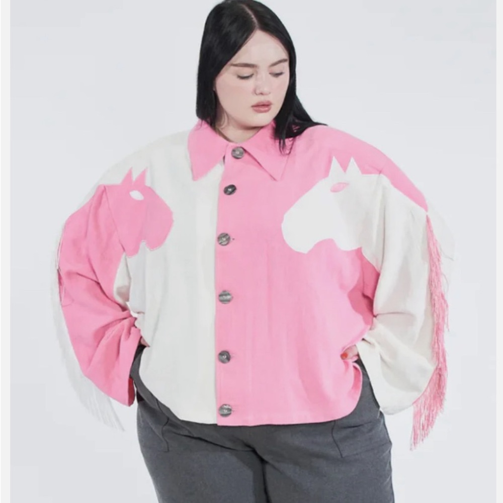 Fashion Brand Company pink dueling horses jacket